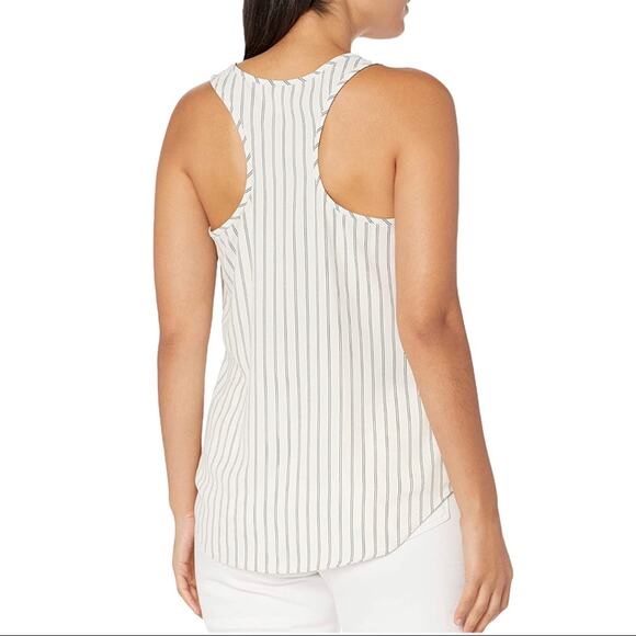 Daily Ritual White Black Striped Racerback Tank Top Size 14 - Picture 2 of 6